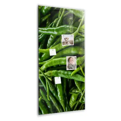 Magnetic wall board with green peppers print