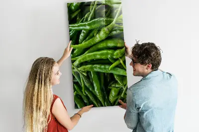 Magnetic wall board with green peppers print