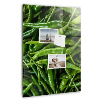 Magnetic wall board with green peppers print