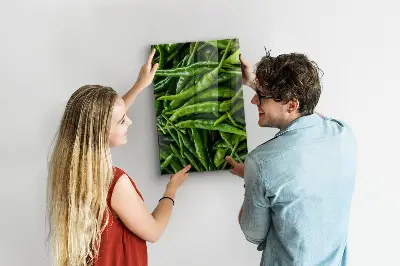 Magnetic wall board with green peppers print