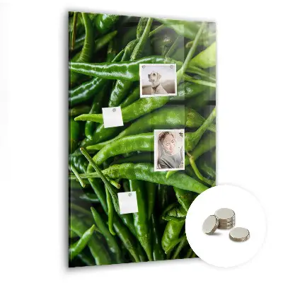 Magnetic wall board with green peppers print