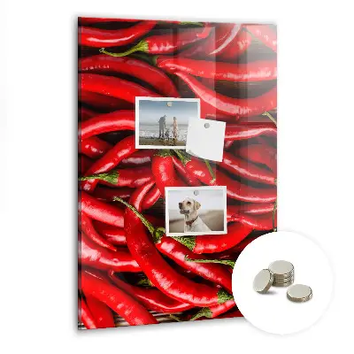 Magnetic wall board with chili peppers design