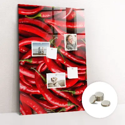 Magnetic wall board with chili peppers design