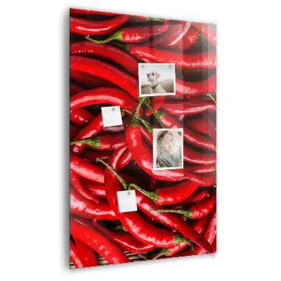 Magnetic wall board with chili peppers design