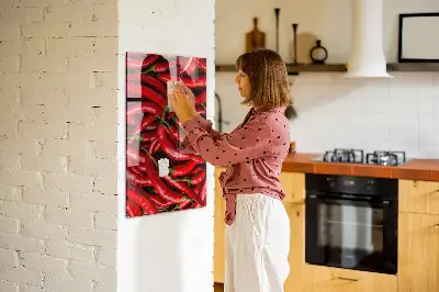Magnetic wall board with chili peppers design