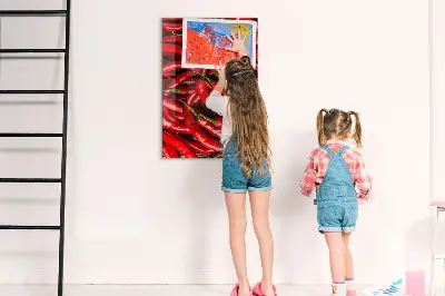 Magnetic wall board with chili peppers design