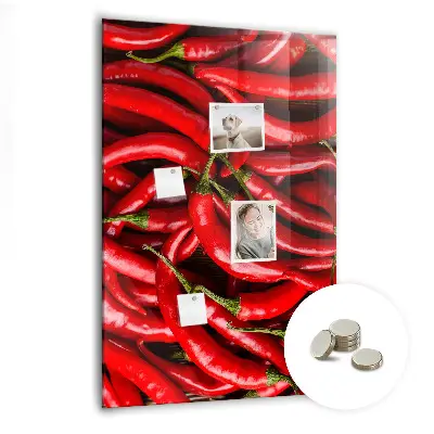 Magnetic wall board with chili peppers design