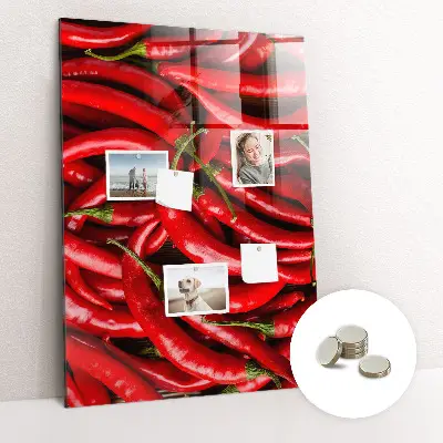 Magnetic wall board with chili peppers design
