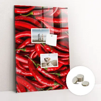 Magnetic wall board with chili peppers design