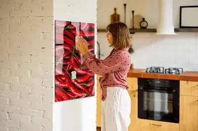 Magnetic wall board with chili peppers design