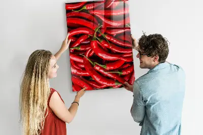 Magnetic wall board with chili peppers design