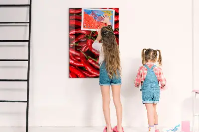 Magnetic wall board with chili peppers design