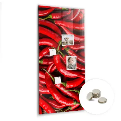 Magnetic wall board with chili peppers design