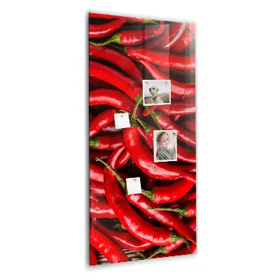 Magnetic wall board with chili peppers design