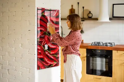 Magnetic wall board with chili peppers design
