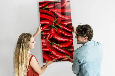 Magnetic wall board with chili peppers design