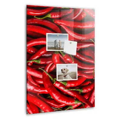 Magnetic wall board with chili peppers design