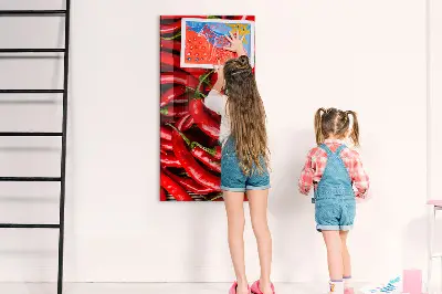 Magnetic wall board with chili peppers design