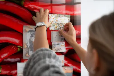 Magnetic wall board with chili peppers design