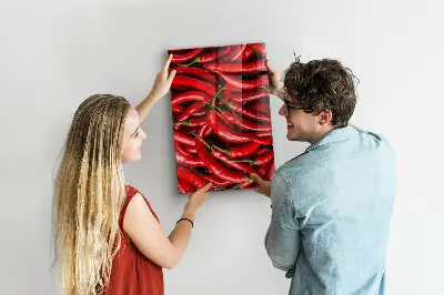 Magnetic wall board with chili peppers design