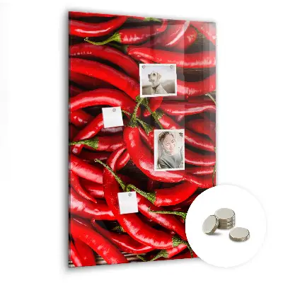 Magnetic wall board with chili peppers design