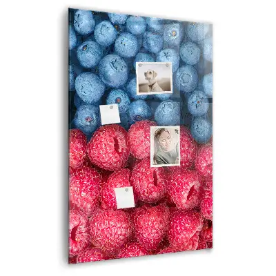 Magnetic glass dry erase board featuring blueberries and raspberries