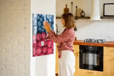 Magnetic glass dry erase board featuring blueberries and raspberries