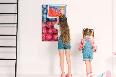 Magnetic glass dry erase board featuring blueberries and raspberries