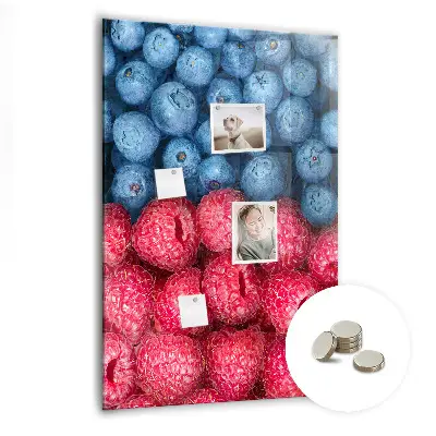 Magnetic glass dry erase board featuring blueberries and raspberries