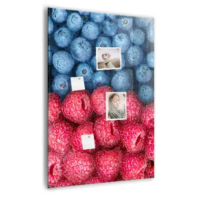 Magnetic glass dry erase board featuring blueberries and raspberries