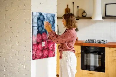 Magnetic glass dry erase board featuring blueberries and raspberries