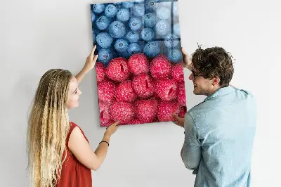 Magnetic glass dry erase board featuring blueberries and raspberries