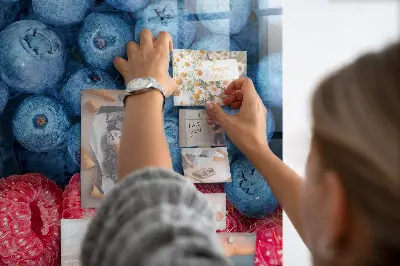 Magnetic glass dry erase board featuring blueberries and raspberries