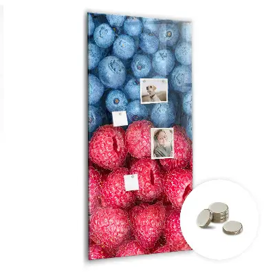 Magnetic glass dry erase board featuring blueberries and raspberries