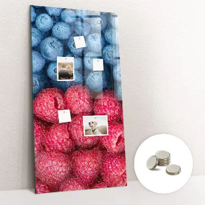 Magnetic glass dry erase board featuring blueberries and raspberries