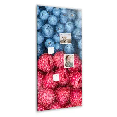 Magnetic glass dry erase board featuring blueberries and raspberries