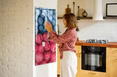 Magnetic glass dry erase board featuring blueberries and raspberries