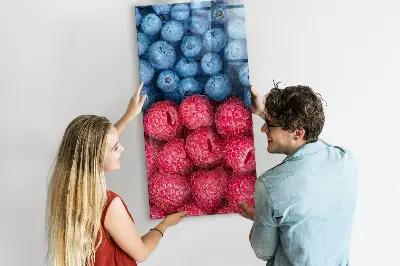 Magnetic glass dry erase board featuring blueberries and raspberries