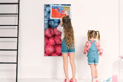 Magnetic glass dry erase board featuring blueberries and raspberries