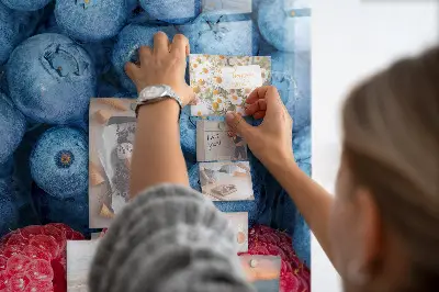 Magnetic glass dry erase board featuring blueberries and raspberries