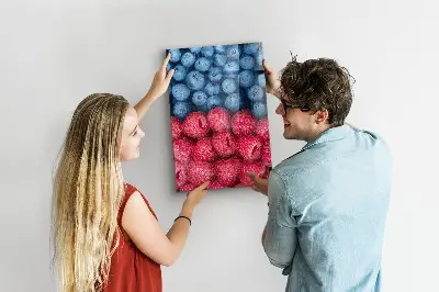 Magnetic glass dry erase board featuring blueberries and raspberries