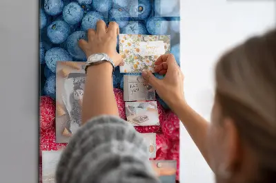 Magnetic glass dry erase board featuring blueberries and raspberries
