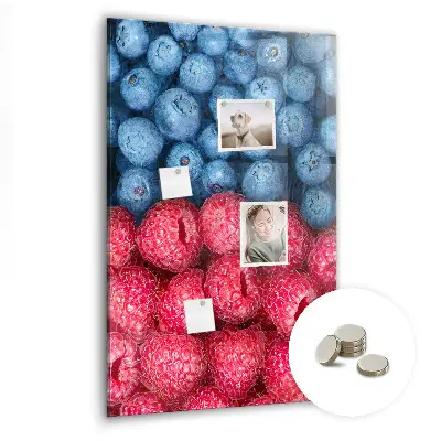 Magnetic glass dry erase board featuring blueberries and raspberries