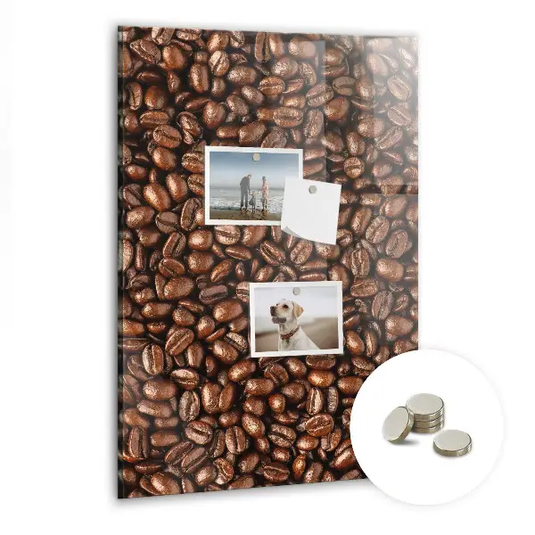Magnetic glass dry erase board with coffee beans design