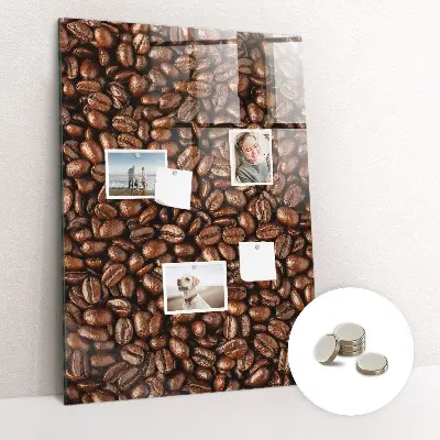 Magnetic glass dry erase board with coffee beans design