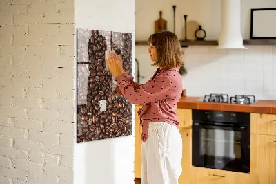 Magnetic glass dry erase board with coffee beans design