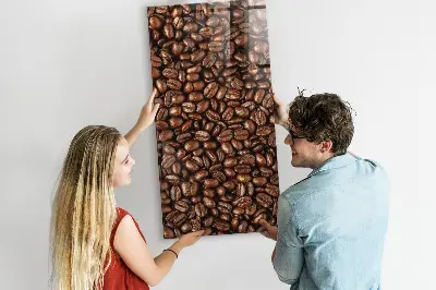 Magnetic glass dry erase board with coffee beans design