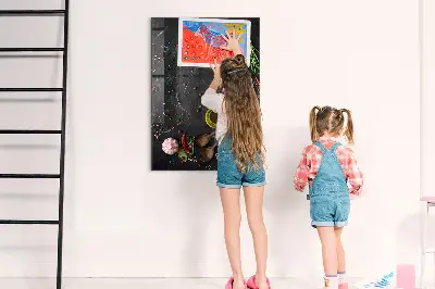 Magnetic glass dry erase board with spice composition print