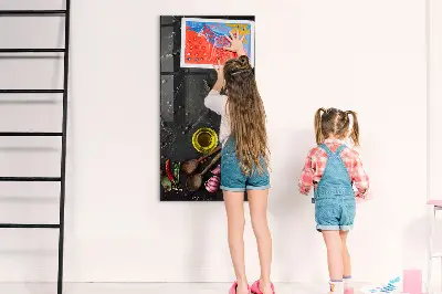 Magnetic glass dry erase board with spice composition print