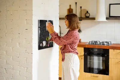 Magnetic glass dry erase board with spice composition print